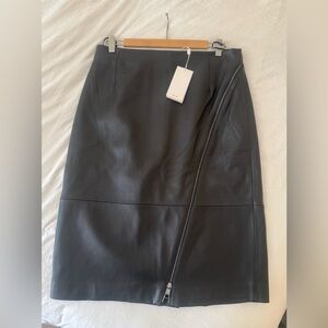 Boss black leather skirt with zip detail. Size 10. NWT